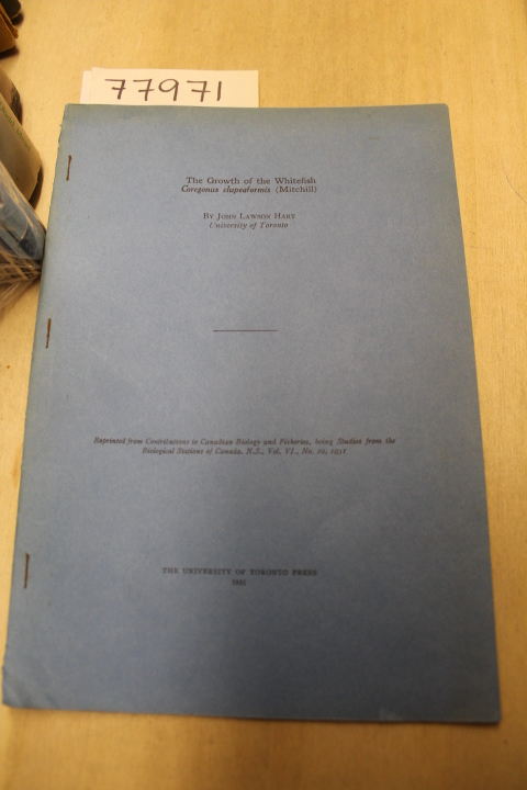 Hart, John Lawson: The Growth of the Whitefish Coregonus clupeaformis (Mitchill)