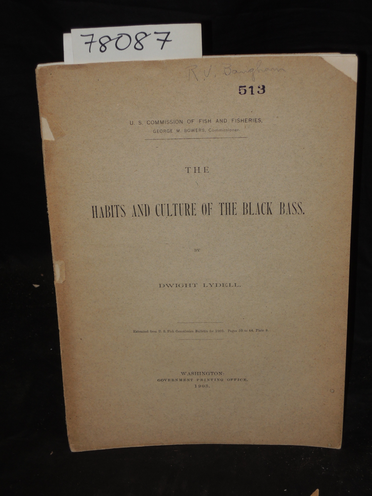 Lydell, Dwight: Habits and culture of the black bass.