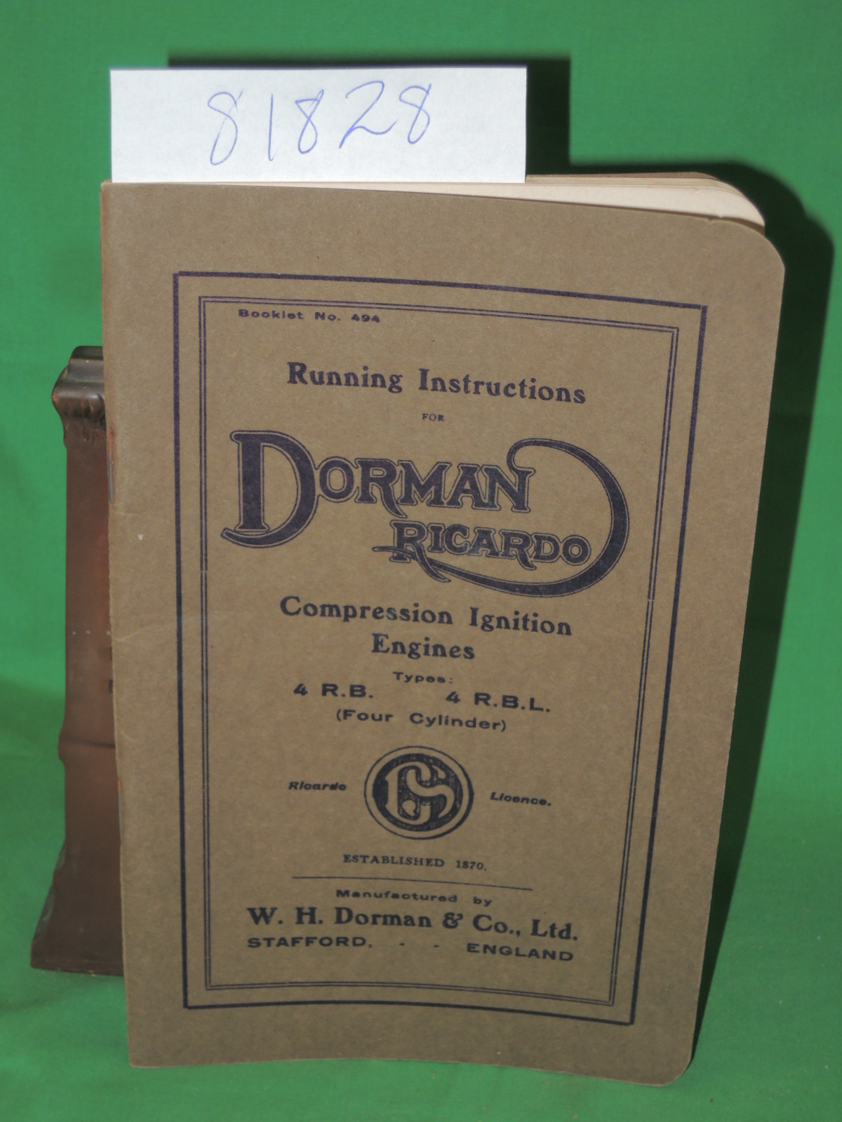 DORMAN, W.H.: The  Dorman Ricardo   Four-Cylinder Compression Ignition Engine
