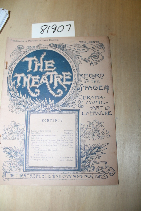 Theatre Publishing Co: The Theatre Vol IV No. 18 Sept 15 A Record of the Stage