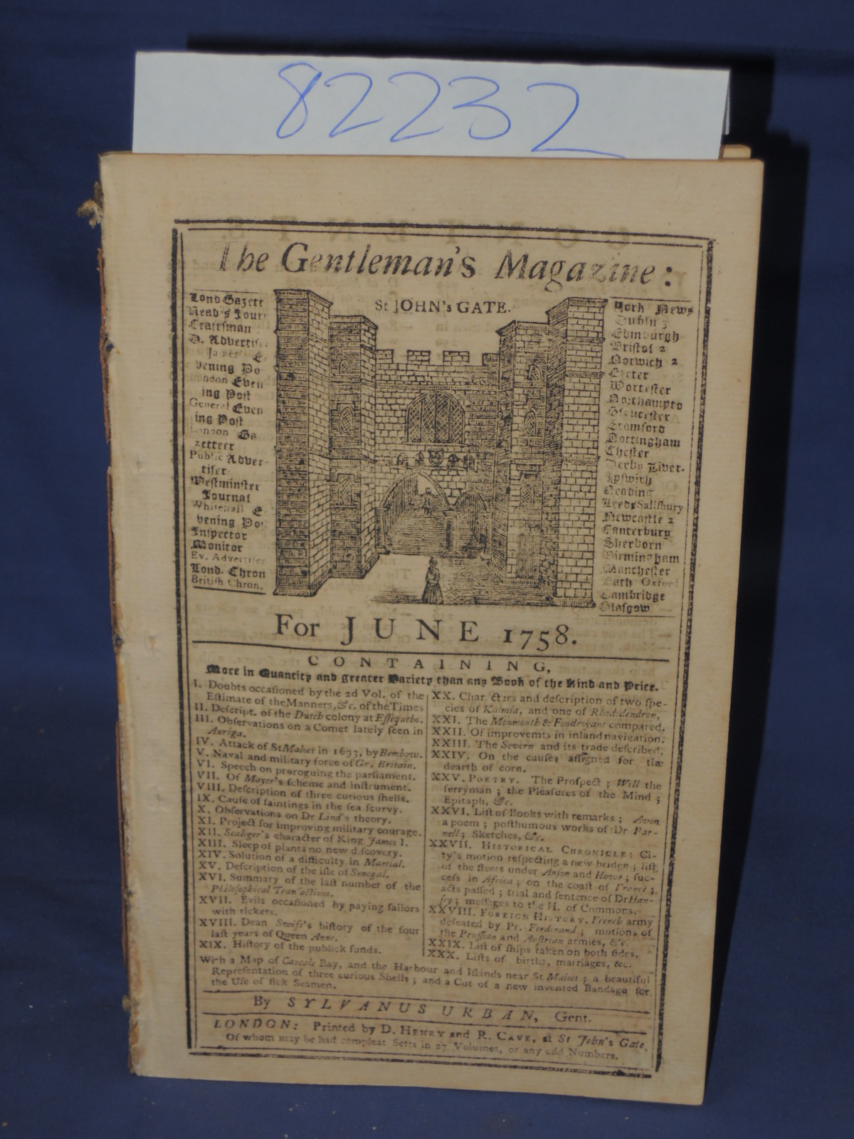 Sylvanus Urban,: Gentleman's 1758 JUNE Magazine