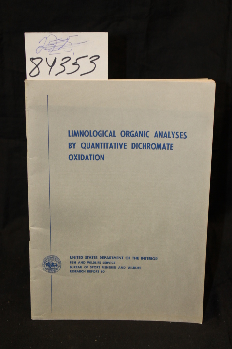 Maciolek, John a.: Limnological Organic Analyses by Quantitative Dichromate O...
