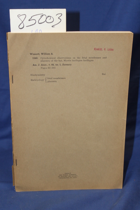 Wimsatt, William A: Cytochemical observations on the fetal membranes and plac...