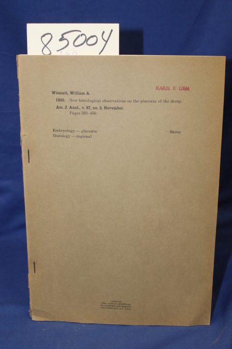 Wimsatt, William A: New histological observations in the placenta of the sheep