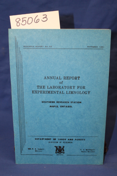 DEPARTMENT OF LANDS AND FORE, MAPLE,...: ANNUAL REPORT OF THE LABORATORY FOR ...