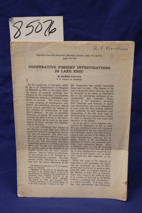 Higgins, Elmer: COOPERATIVE FISHERY INVESTIGATIONS IN LAKE ERIE