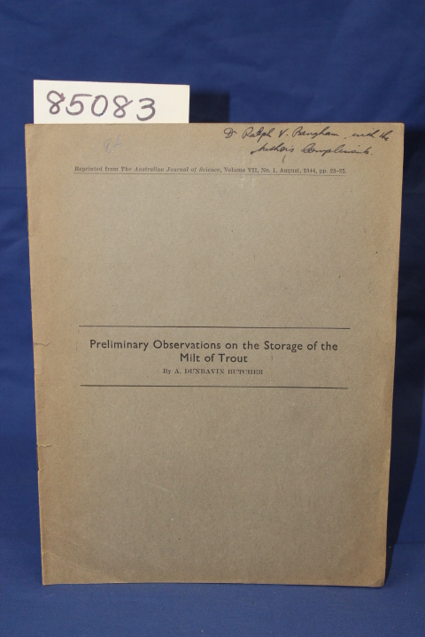 Butcher, A. Dunbavin: PRELIMINARY OBSERVATIONS ON THE STORAGE OF THE MILT OF ...