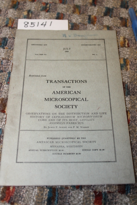 Ackert, James E. and Wadley, F.M.: TRANSACTIONS OF THE AMERICAN MICROSCOPICAL...