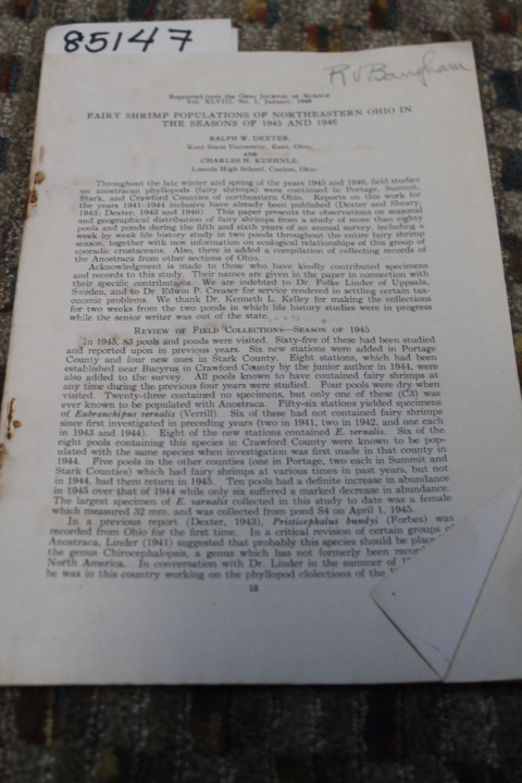 Dexter, RAlph W. and Kuehnle, Charle...: FAIRY SHRIMP POPULATIONS OF NORTHEAS...