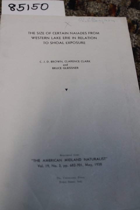 BROWN, C.J.J. CLARK, CLARENCE AND GL...: THE SIZE OF CERTAIN NAIADES FROM WES...