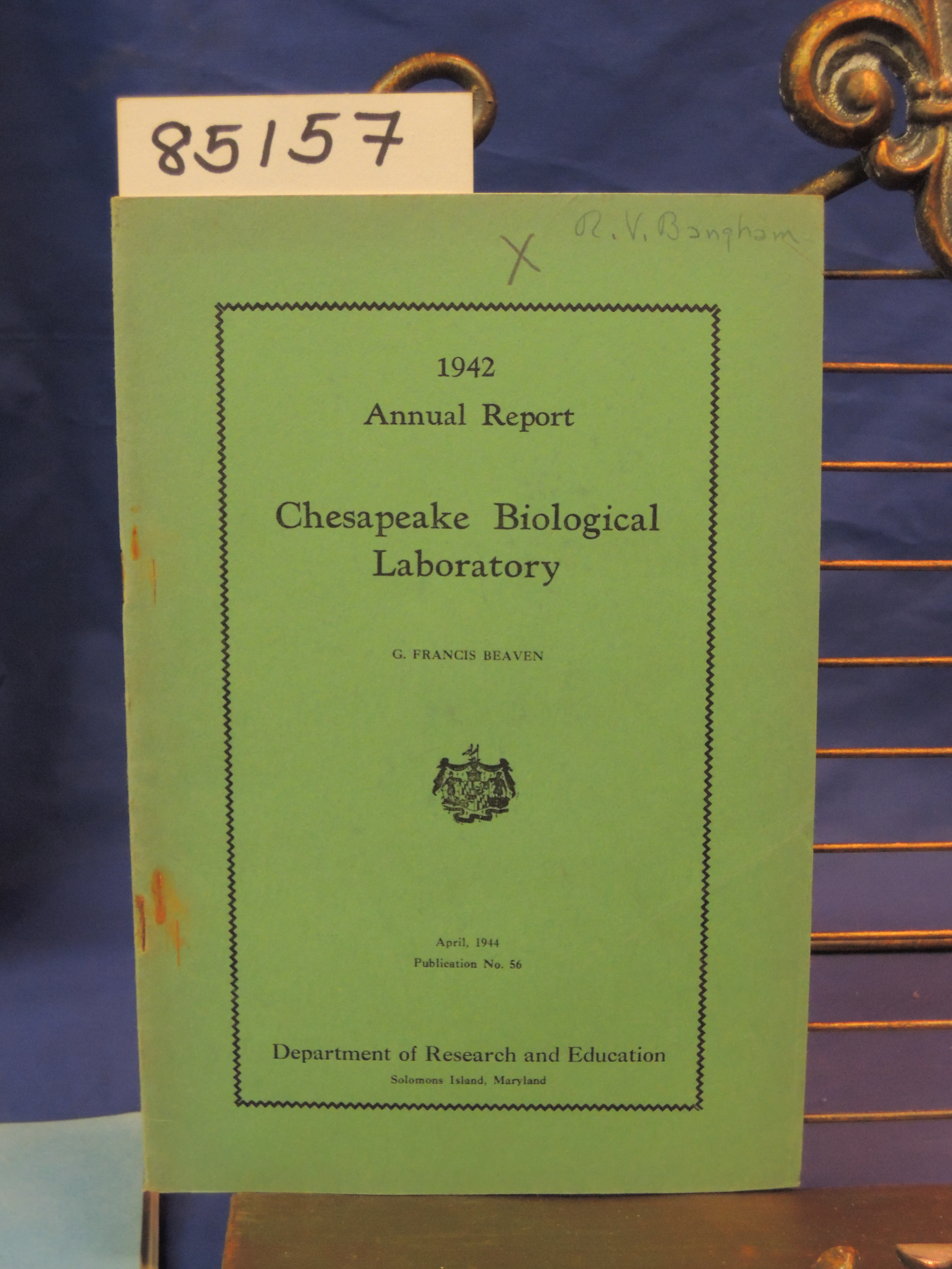 BEAVEN, G. FRANCIS: CHESAPEAKE BIOLOGICAL LABORATORY 1942 ANNUAL REPORT