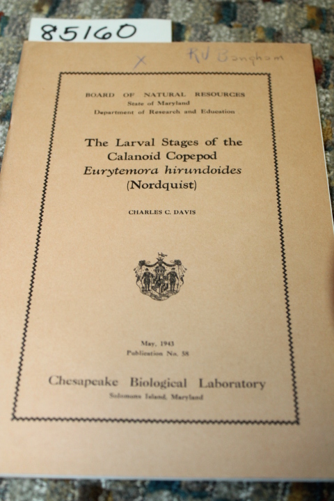 DAVID, CHARLES C.: THE LARVAL STAGES OF THE CALANOID COPEPOD EURYTEMORA HIRUN...