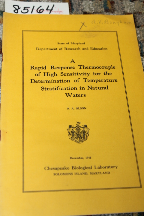 OLSON, R.A.: A RAPID RESPONSE TERMOCOUPLE OF HIGH SENSITIVITY FOR THE DETERMI...