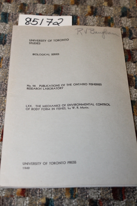 MARTIN, W.R.: NO. 58 PUBLICATIONS OF THE ONTARIO FISHERIES RESEARCH LABORATORY