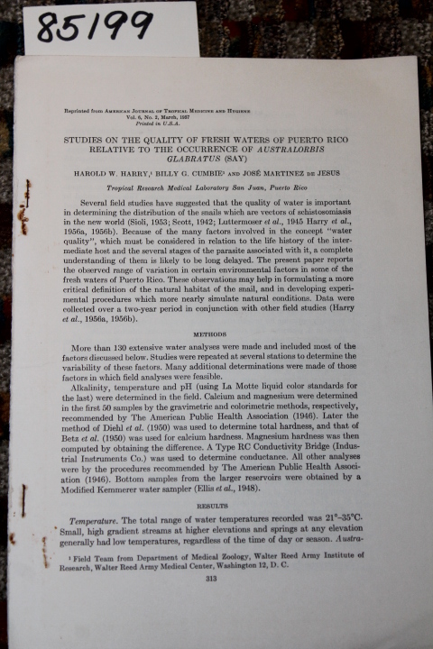 Harry, Harold W.;Cumbie, Billy G.; d...: STUDIES ON THE QUALITY OF FRESH WATE...