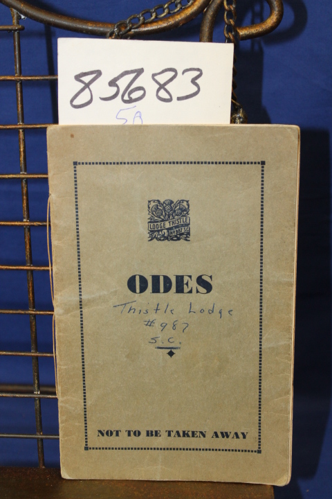 Masonic: Masonic Odes THISTLE LODGE WEST JERSEY DURBAN
