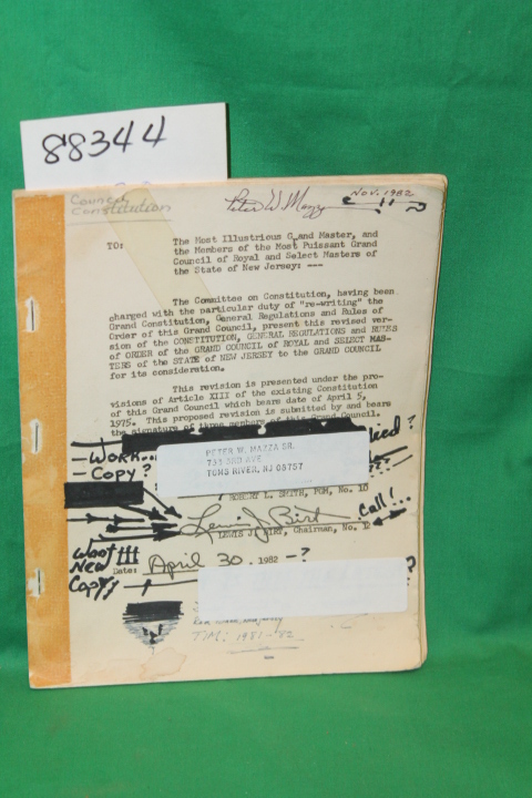 Mazza, Peter and Freemason: Constitutions, General Regulations, and Rules of ...