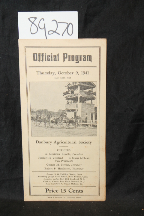 Danbury Conn. Agricultural Society: Official Program, October 9, 1941: Danbur...