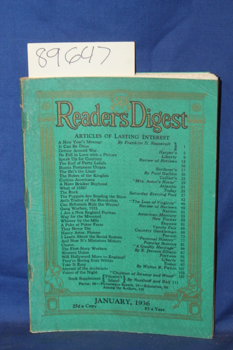 Reader's Digest ; Roosevelt, Frankli...: Reader's Digest, A New Years Message...