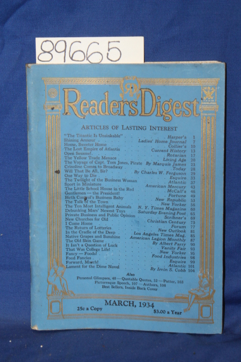 Reader's Digest ; James, Marquis ; F...: Reader's Digest, The Voyage of Capt....