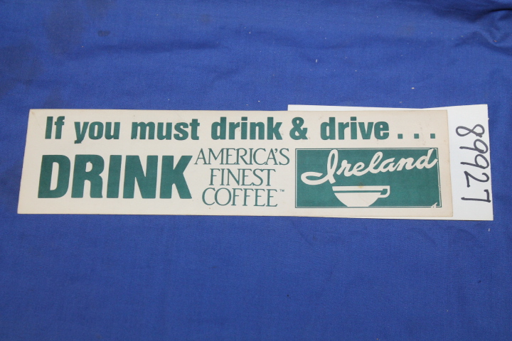 Ireland Coffee: bumper Sticker Ireland Coffee ATLANTIC CITY, NJ