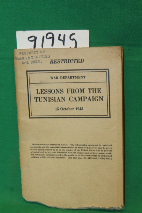 War Department: Lessons From the Tunisian Campaign