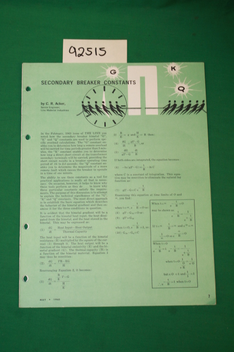 Acker, C. R.: Secondary Breaker Constants