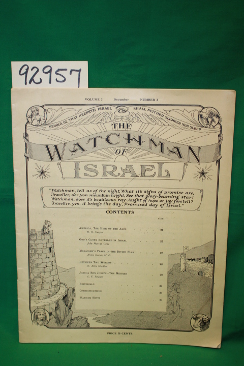 Sawyer, R.H.; Cowe, John Murray; M.D. Keeler, An...: The Watchman of Israel 1919