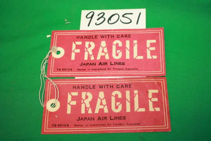 Japan Air Lines:    Handle With Care Fragile   luggage Baggage Tag