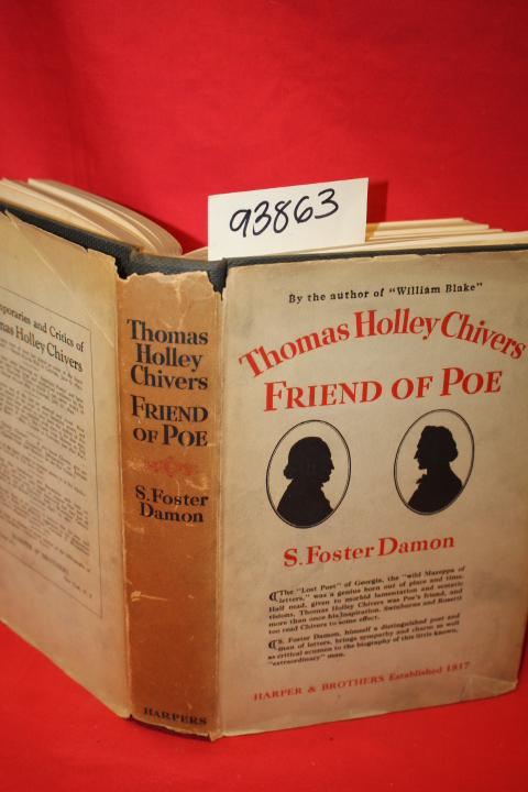 Foster Damon,S. SIGNED BY AUTHOR: Thomas Holley Chivers Friend of Poe