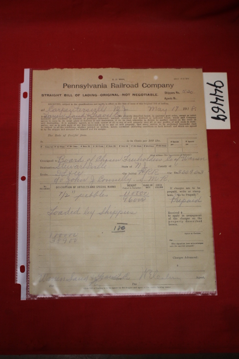 The Pennsylvania Railroad Company: Bill of Lading Stewartsville,