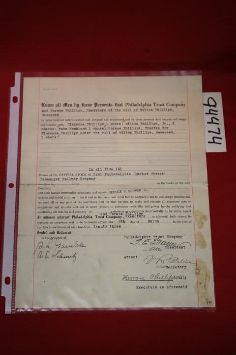 Phillips, Milton: Will of Milton Phillips for Shares of West Philadelphia Pas...