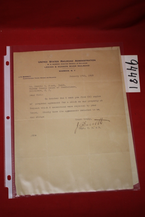 United States Railroad Administration: Letter to Mr. Morris S. Faust of the W...