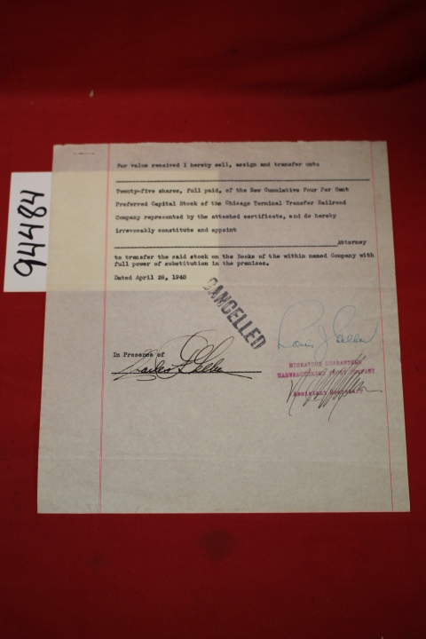 Chicago Terminal Transfer Railroad C...: Bill of Sale for Stocks of the Chica...