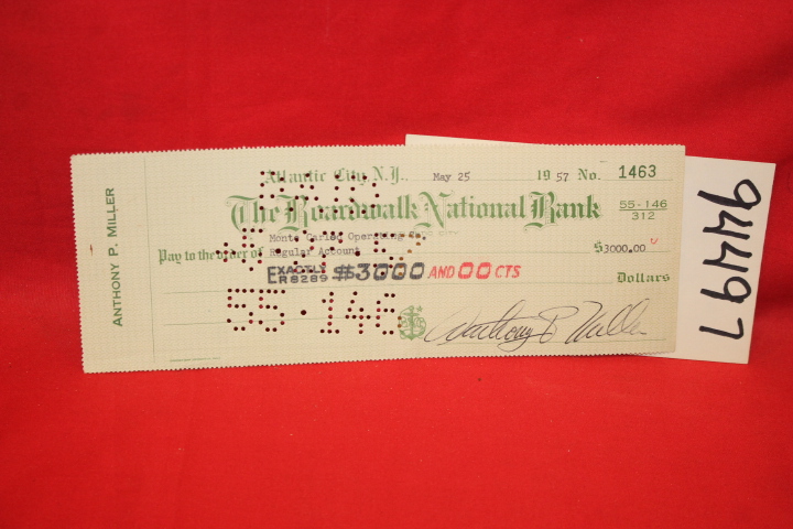 Miller, Anthony P.: The Boardwalk National Bank A TLANTIC CITY Check No. 1463...