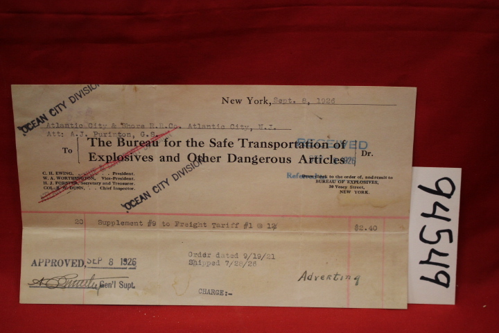 The Bureau for the Safe Transportati...: Bill for Atlantic City & Shore R. R....