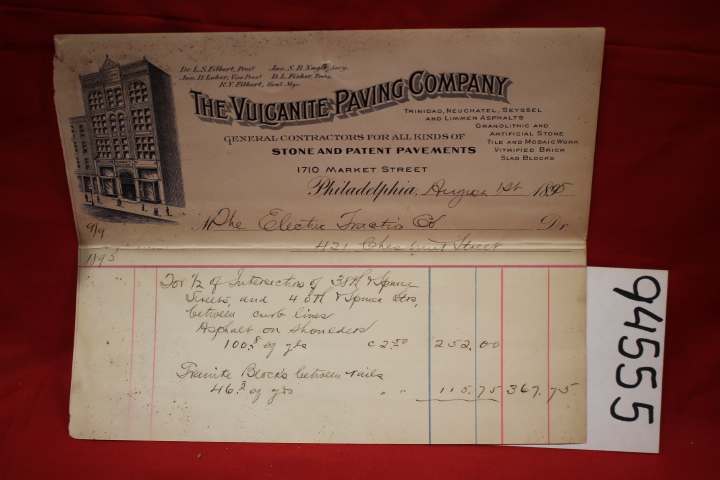 The Vulcanite Paving Company: Bill from the Vulcanite Paving Company