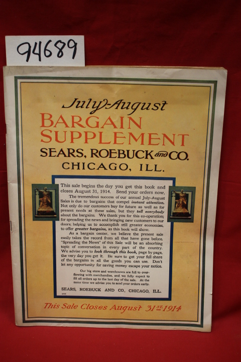 Sears Roebuck: Sears 1914 July-August Bargain Supplement Catalog