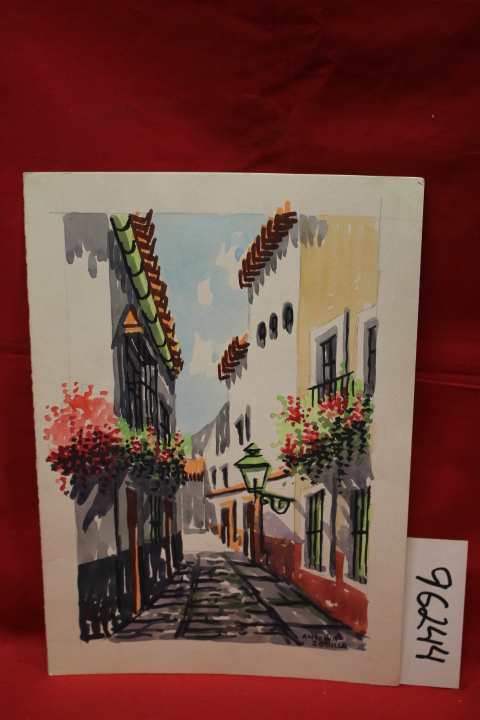 Sevilla, Antonio: Color Print of Illustration Depicting Old Time Street with ...