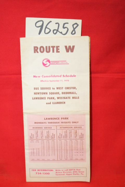 SEPTA: Route W Bus Sevice to West Chester, Newtown Square, Broomall, Lawrence...