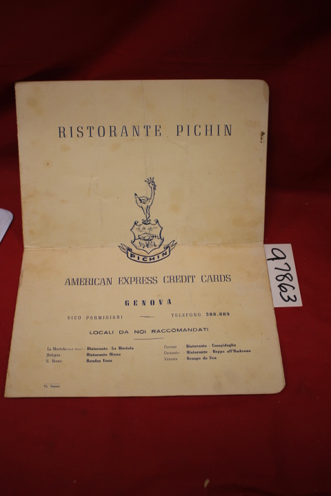 Ristorante Pichin: Ristorante Pichin (Restaurant Menu) American Express Credi...