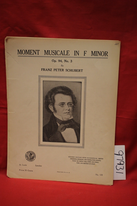 Schubert, Franz Peter: Moment Musicale in F Minor (Sheet Music  PORTRAIT ON C...