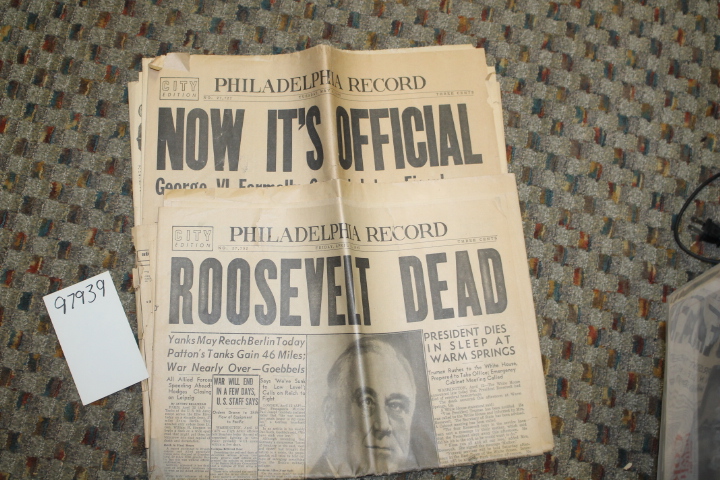 Philadelphia Record: Philadelphia Record: V-E Day and Death of FDR (Roosevelt)