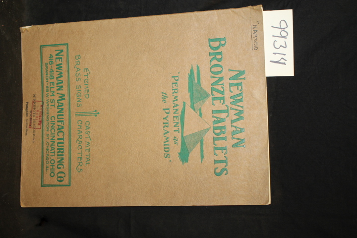 Newman Manufacturing Co.: Newman Bronze Tablets: Permanent as the Pyramids