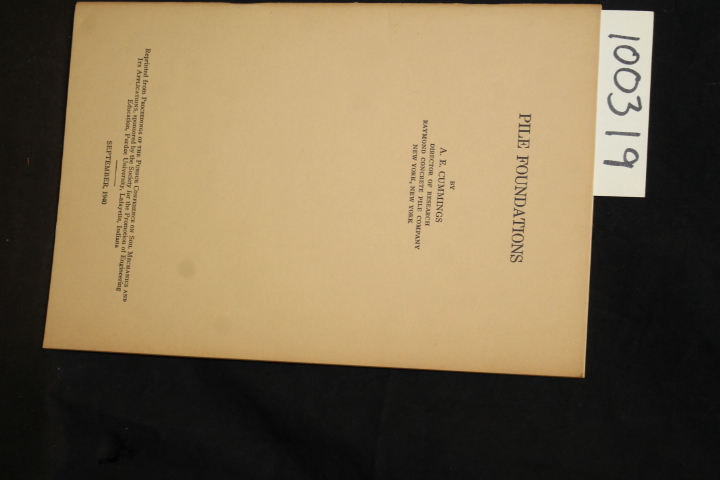 Cummings A. E.: Pile Foundations