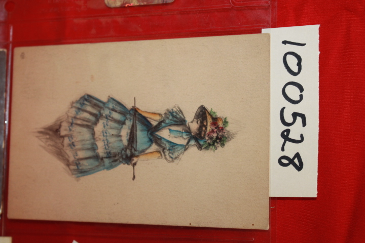 The Lambin-Wenigman Co.: Post Card of woman holding umbrella