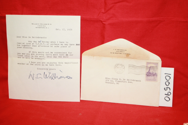 Williams, William Carlos: Typed Signed Letter to Elena de Hellebranth, Hand S...