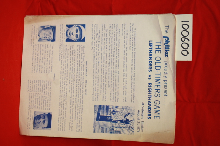 Phillies Baseball: The Phillies Proudly Present The Old-timers Game Lefthande...