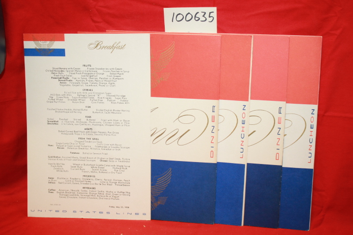 United States Lines; Anderson, Commo...: United States Lines 5 Menus breakfas...