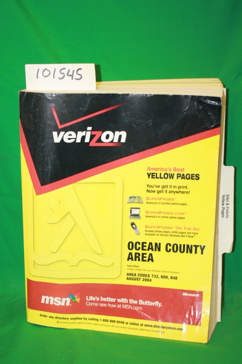 Verizon: Ocean County Area Yellow Pages Area Codes 732, 609, 848 August 2004 ...